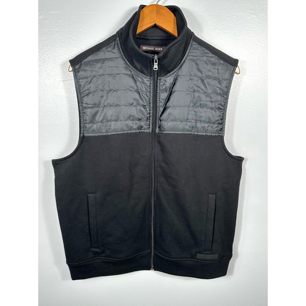 Michael Kors Men's Black Zip-Up Collared Vest NWT Size Medium Minimalist